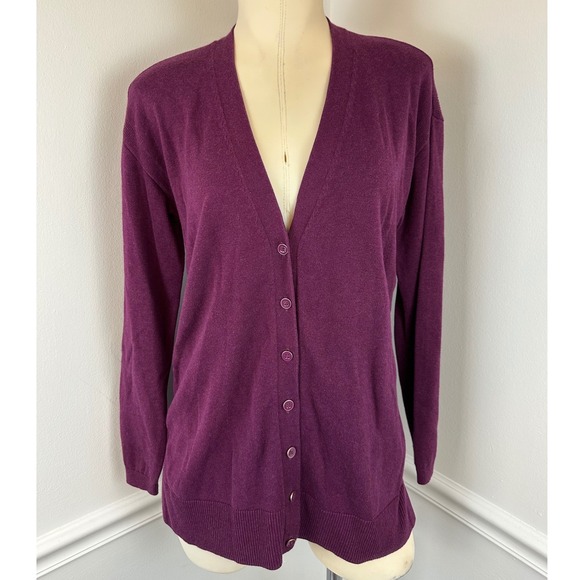 Talbots Sweaters - TALBOTS Purple V-Neck Button Front Girlfriend Cardigan | Small